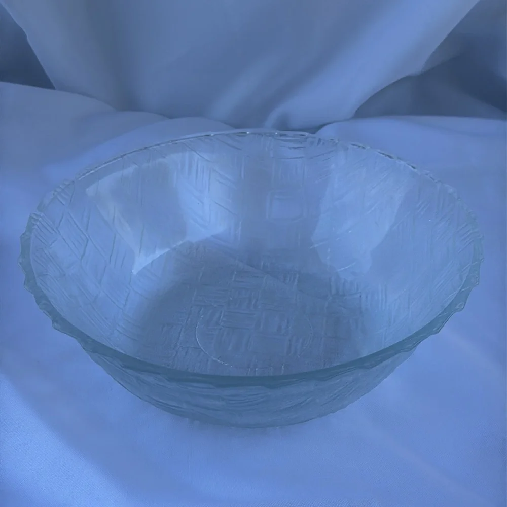 VTG Indiana Glass Elegant Clear Glass Bowl with a Basketweave Pattern